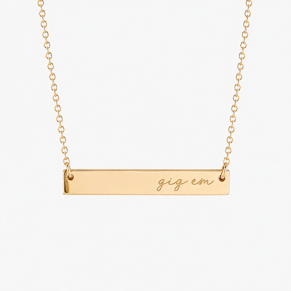 Texas A&M Gig 'Em Horizontal Bar Necklace