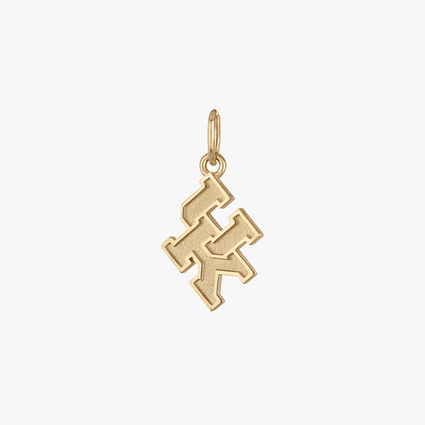Gold pendant with a unique design on a white background