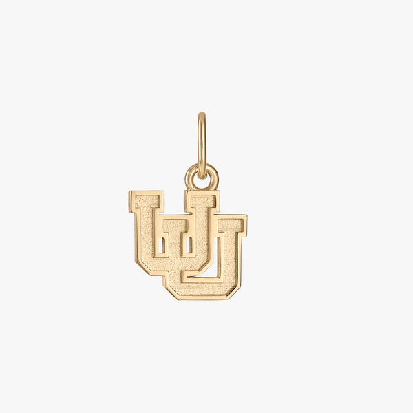A gold Utah logo charm with a satin finish.