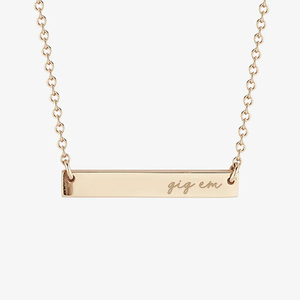 Texas A&M Gig 'Em Horizontal Bar Necklace