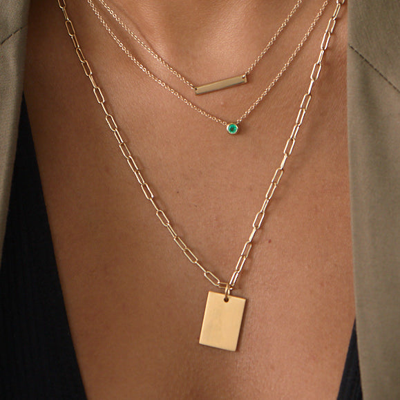 Gold rectangle deals chain necklace