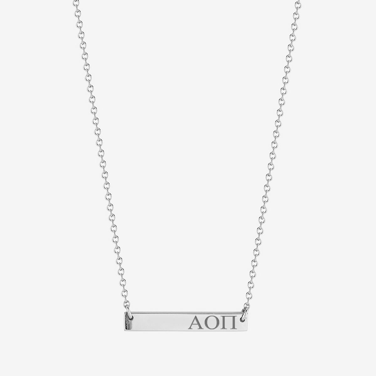 Alpha Omicron Pi Horizontal Bar Necklace in Sterling Silver