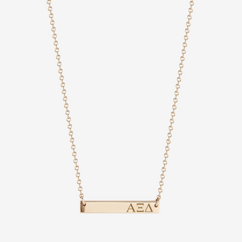 Alpha Xi Delta Horizontal Bar Necklace in Cavan Gold and 14K Gold