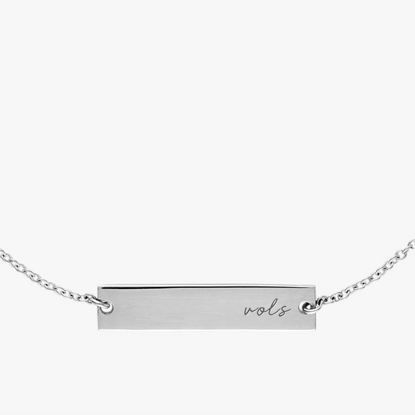 Tennesse Vols Horizontal Necklace Sterling Silver Close Up