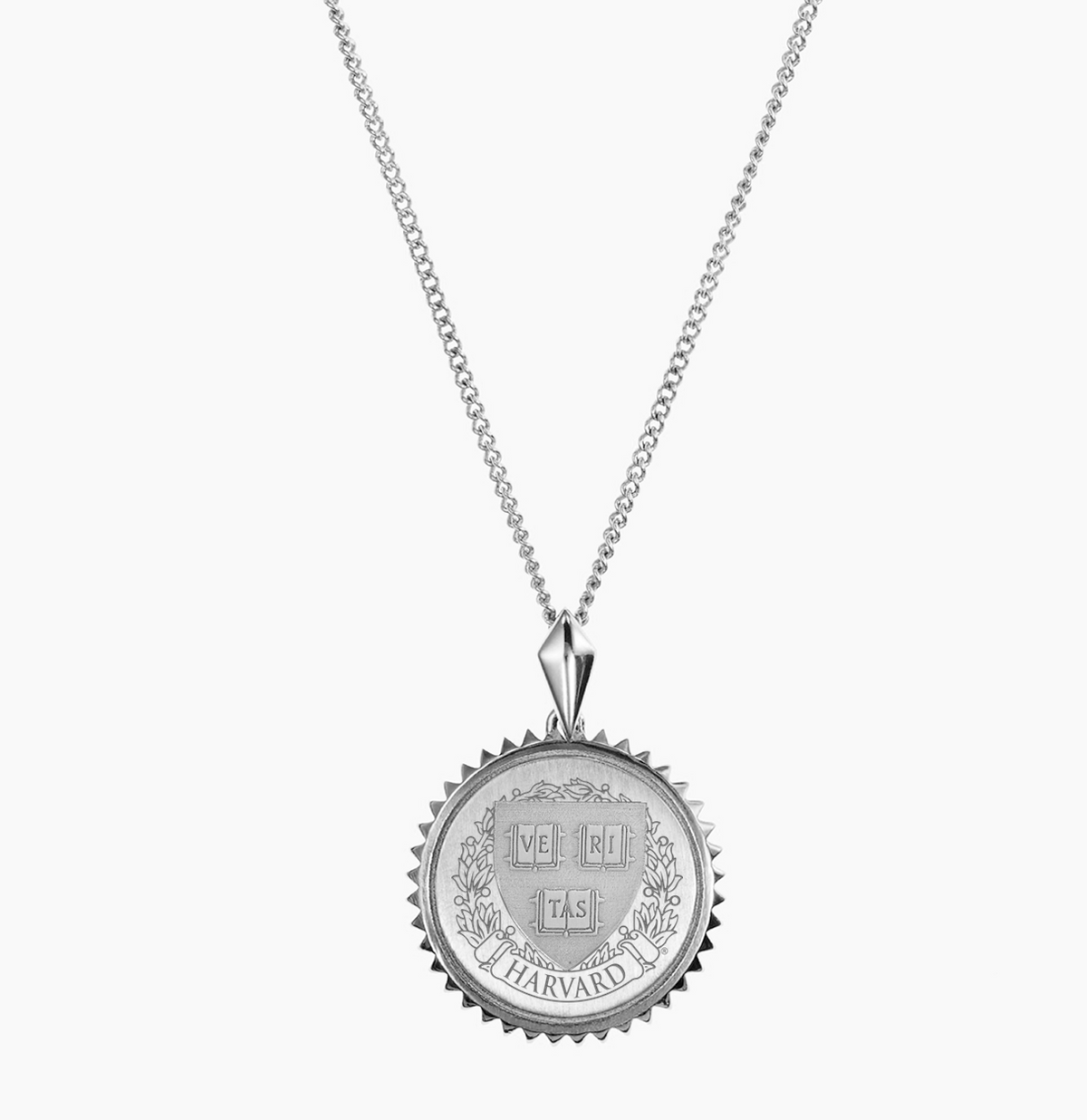Harvard Crest Silver Sunburst Necklace