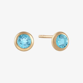 Blue Topaz Bezel Studs