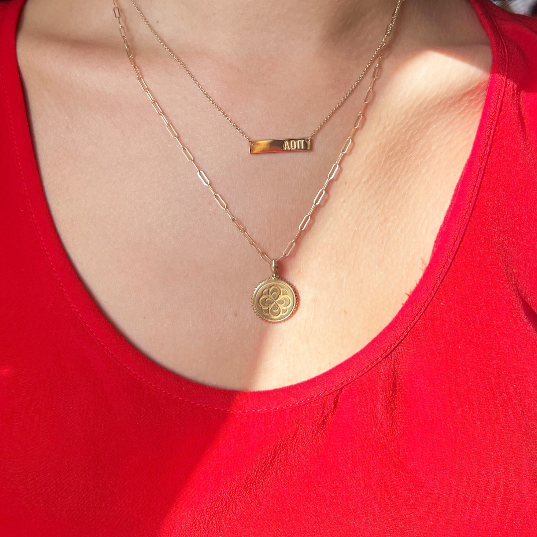 Alpha Omicron Pi Letters Necklace- Greek Necklace Stack
