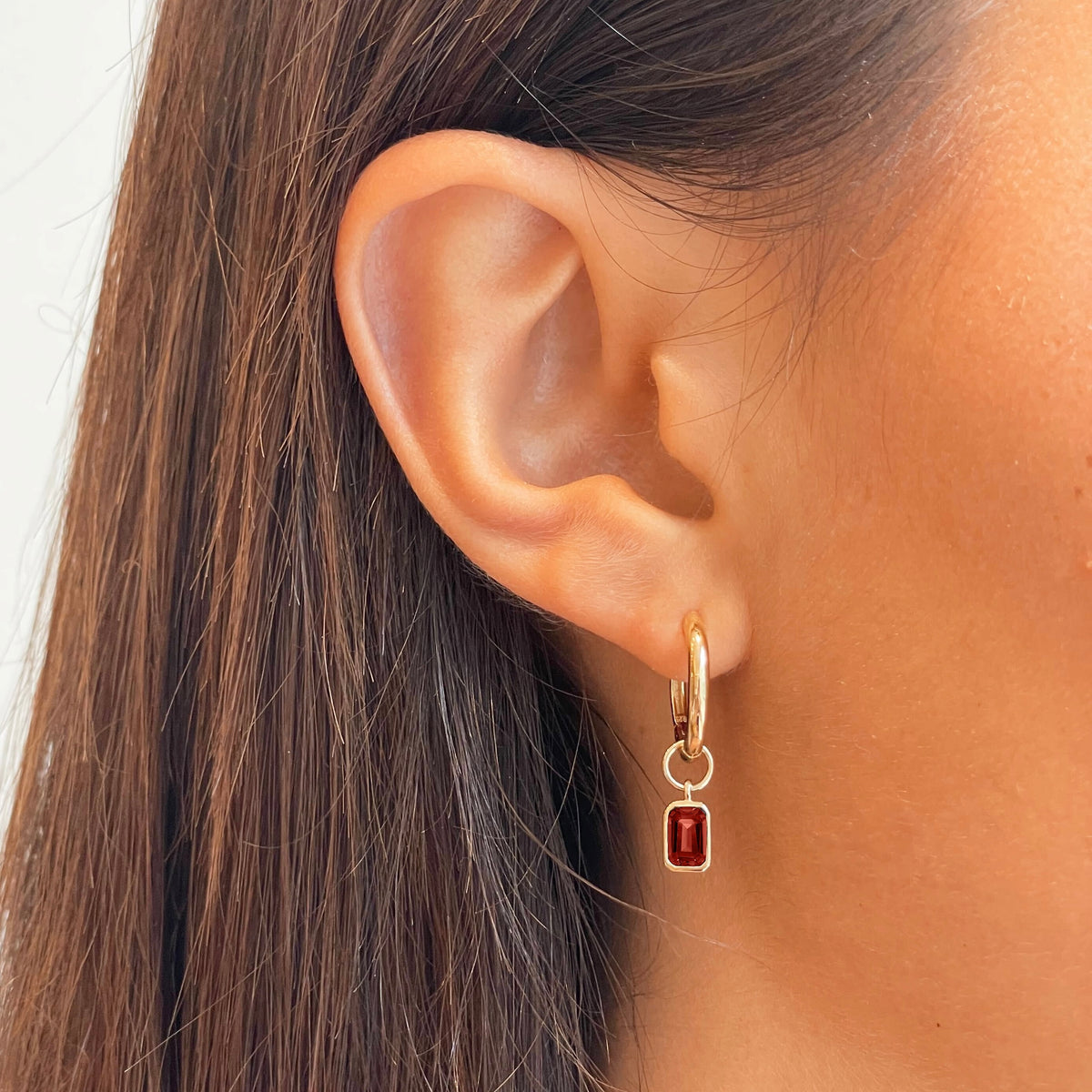 Garnet Mini U Earring Bundle on figure