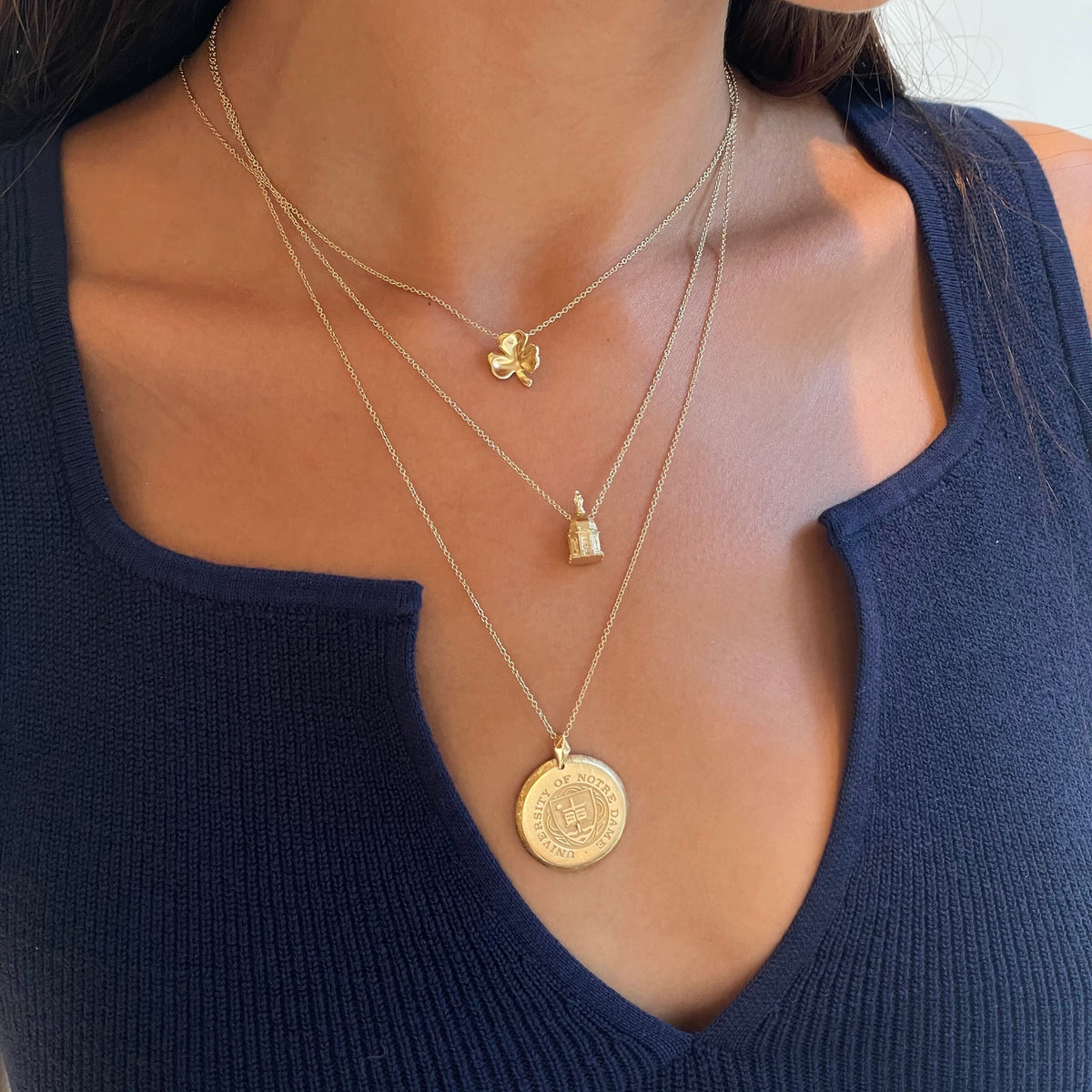 Notre Dame Florentine Pendant on figure