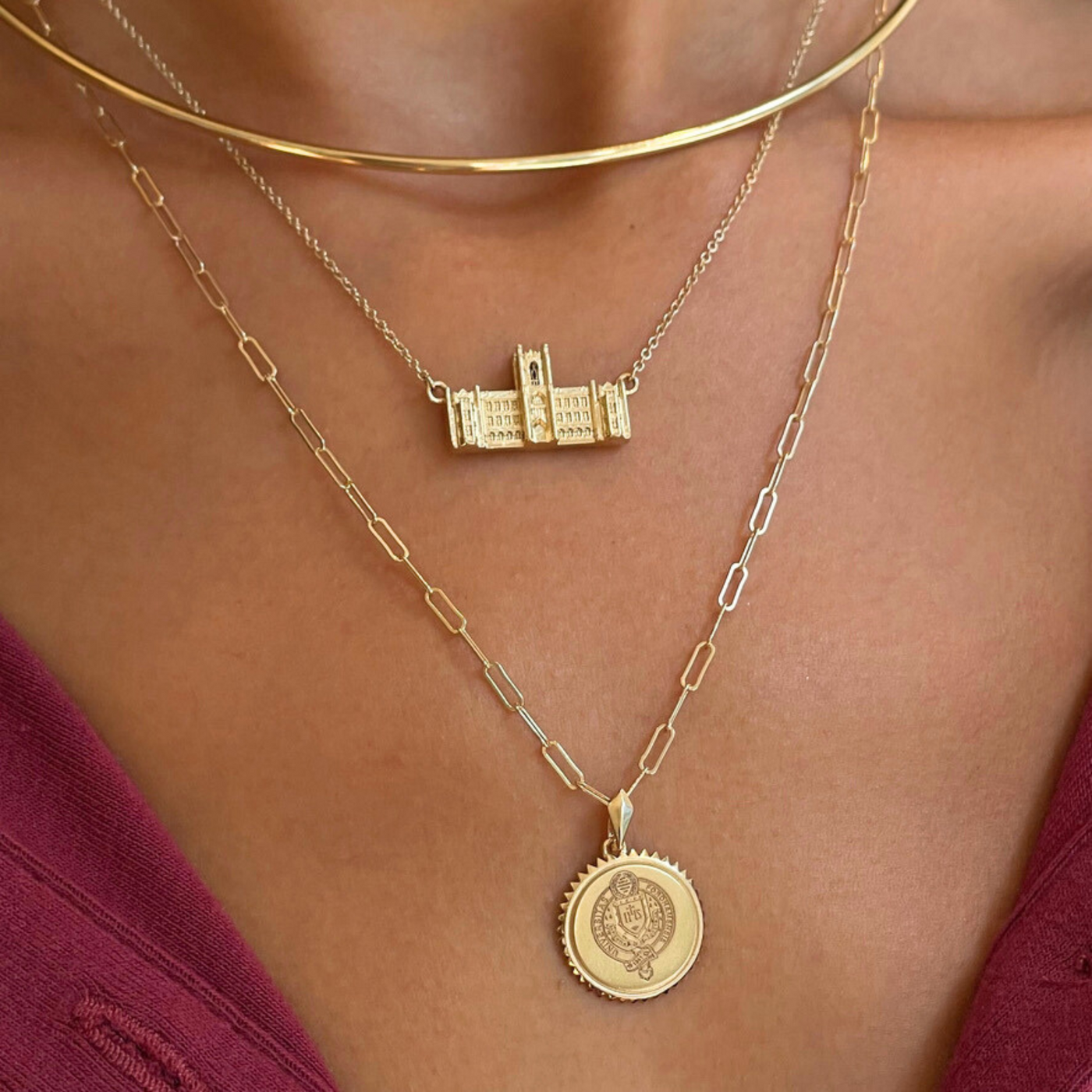 Fordham Sunburst Pendant on figure