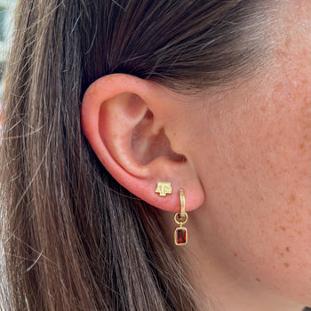 Texas A&M Florentine Earring Bundle shown on figure in gold