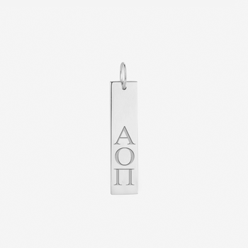 Alpha Omicron Pi Sterling Silver Lavaliere Necklace – With Cubic Zirconia, Official Licensed Sorority Jewelry, 20" Chain