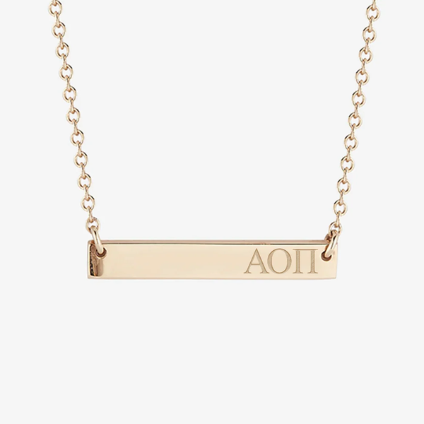 Alpha Omicron Pi Horizontal Bar Necklace