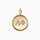 Alpha Phi Sunburst Letters Pendant