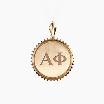 Alpha Phi Sunburst Letters Pendant