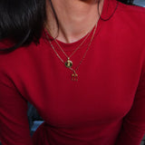 UGA Sunburst Bundle shown on figure in gold with UGA Arch Pendant on Link Chain in gold