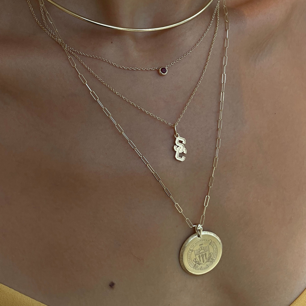 USC Florentine Pendant on figure