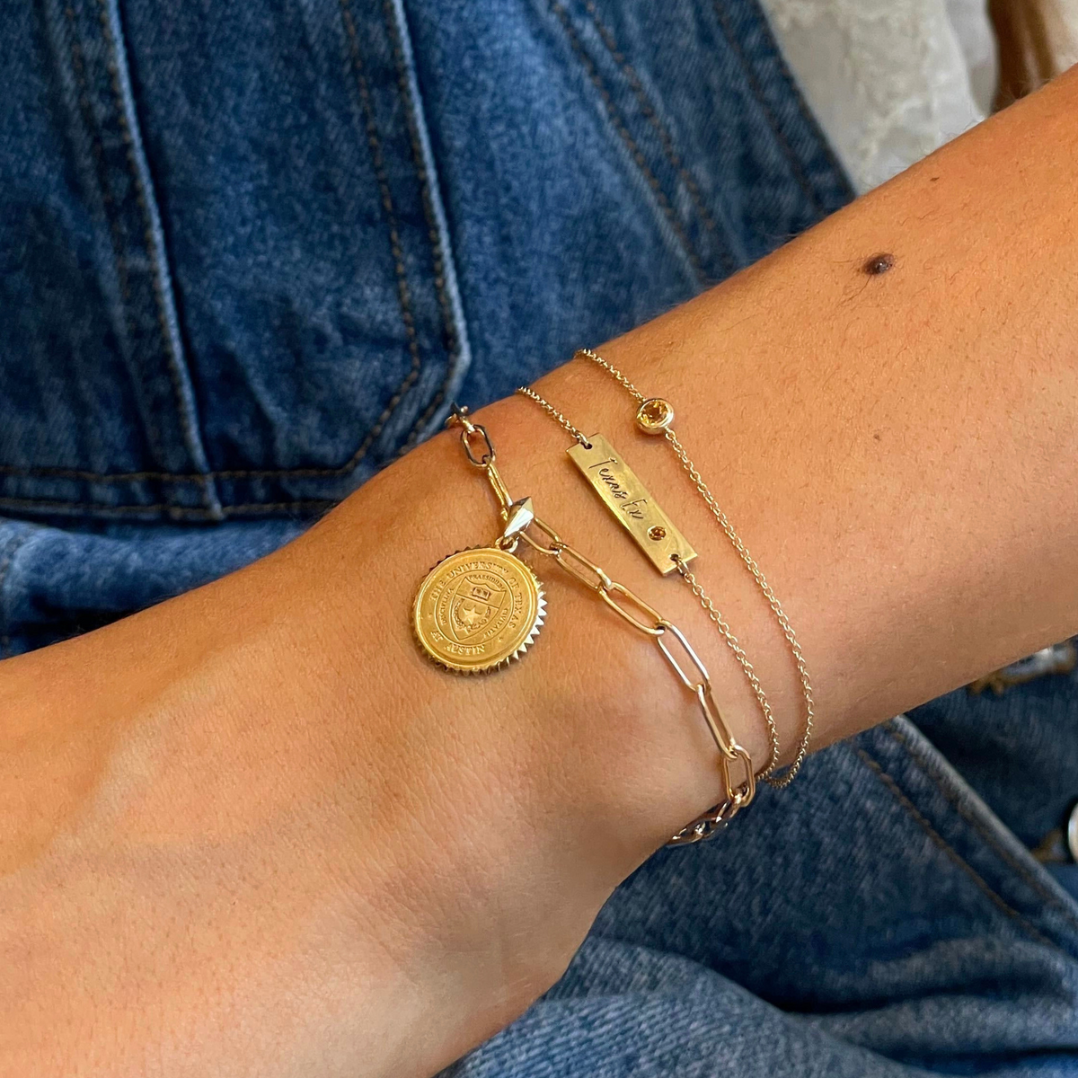 Texas Exes Citrine Bracelet on figure