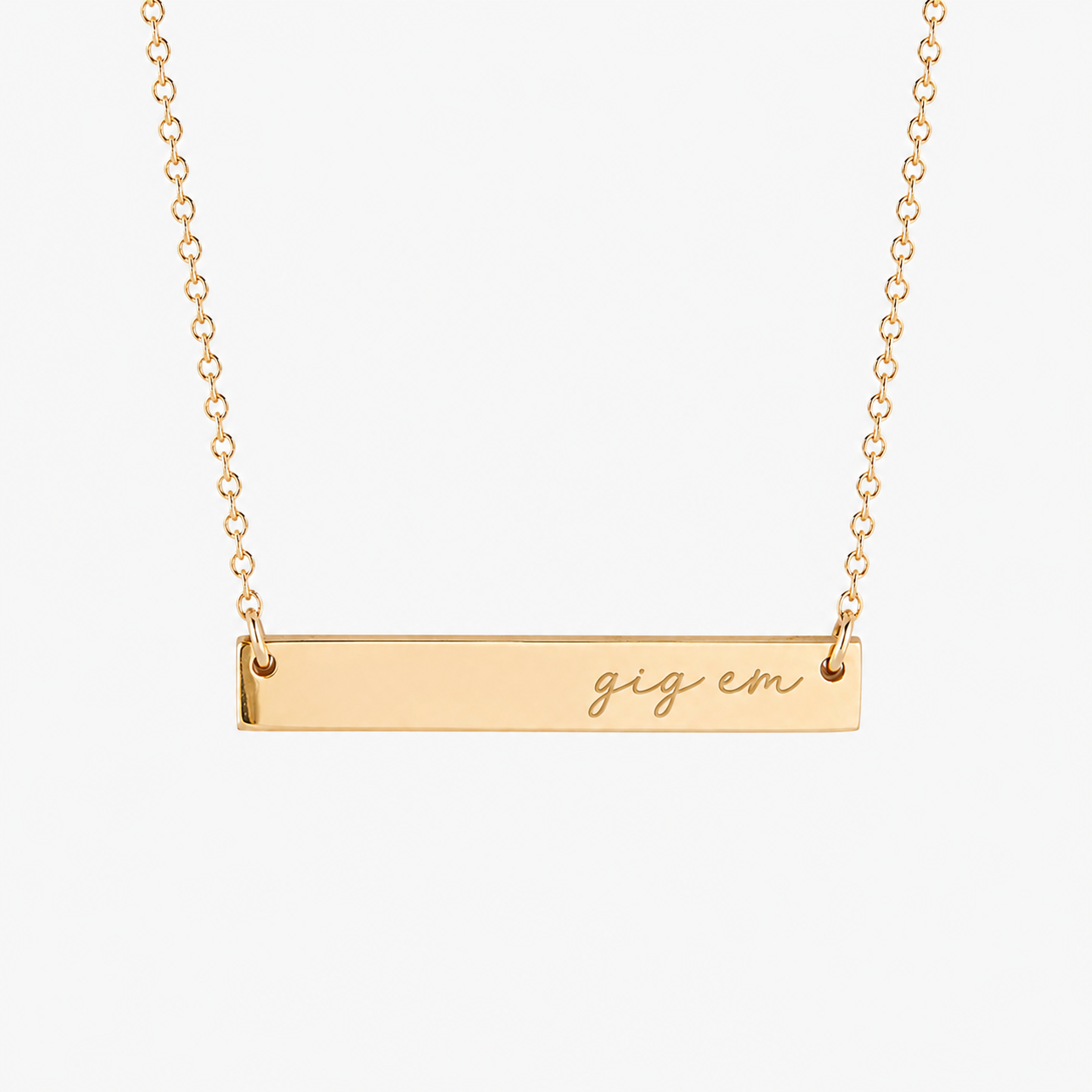 Texas A&M Gig 'Em Horizontal Bar Necklace