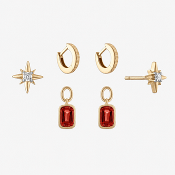 Garnet North Star Florentine Earring Bundle
