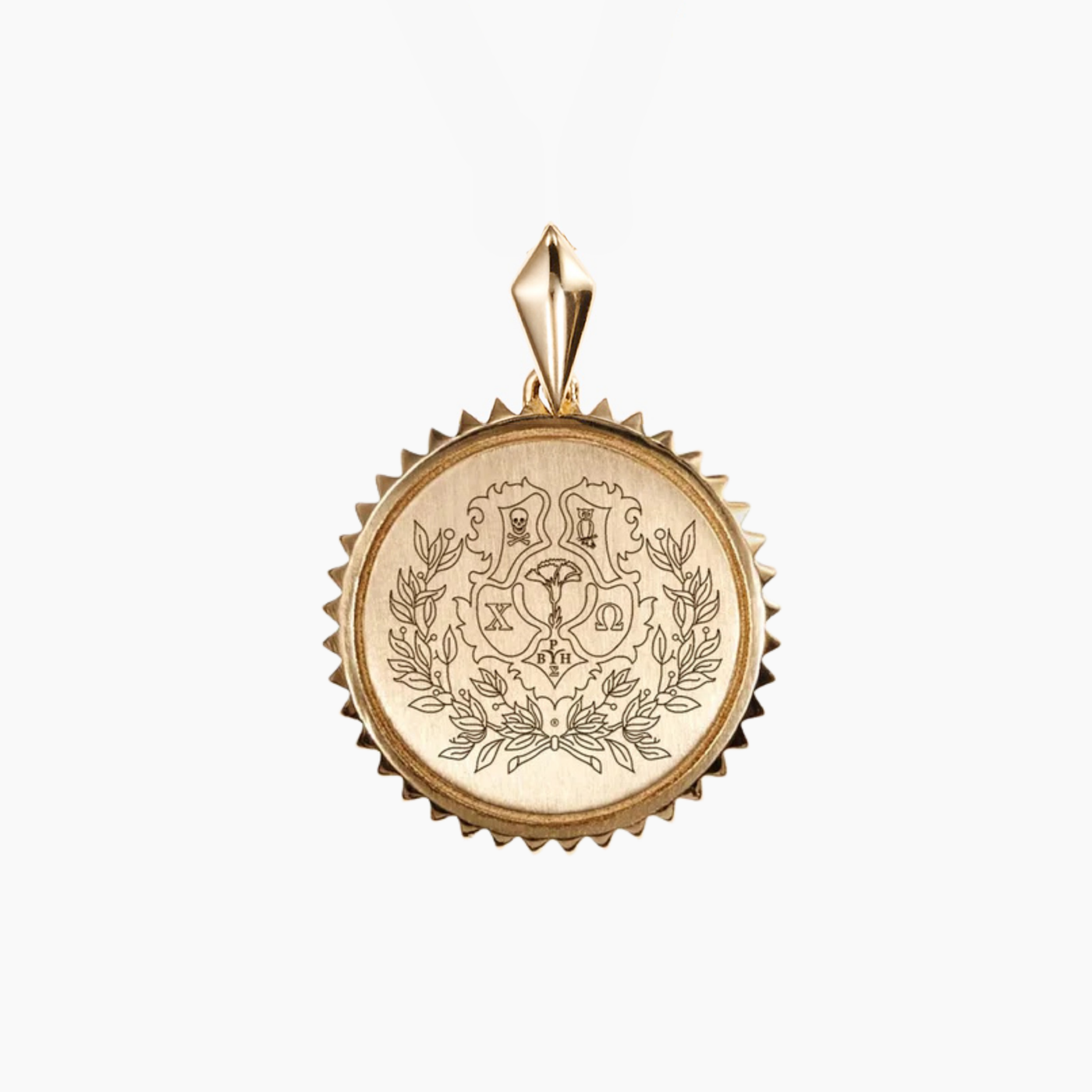 Chi Omega Sunburst Crest Pendant