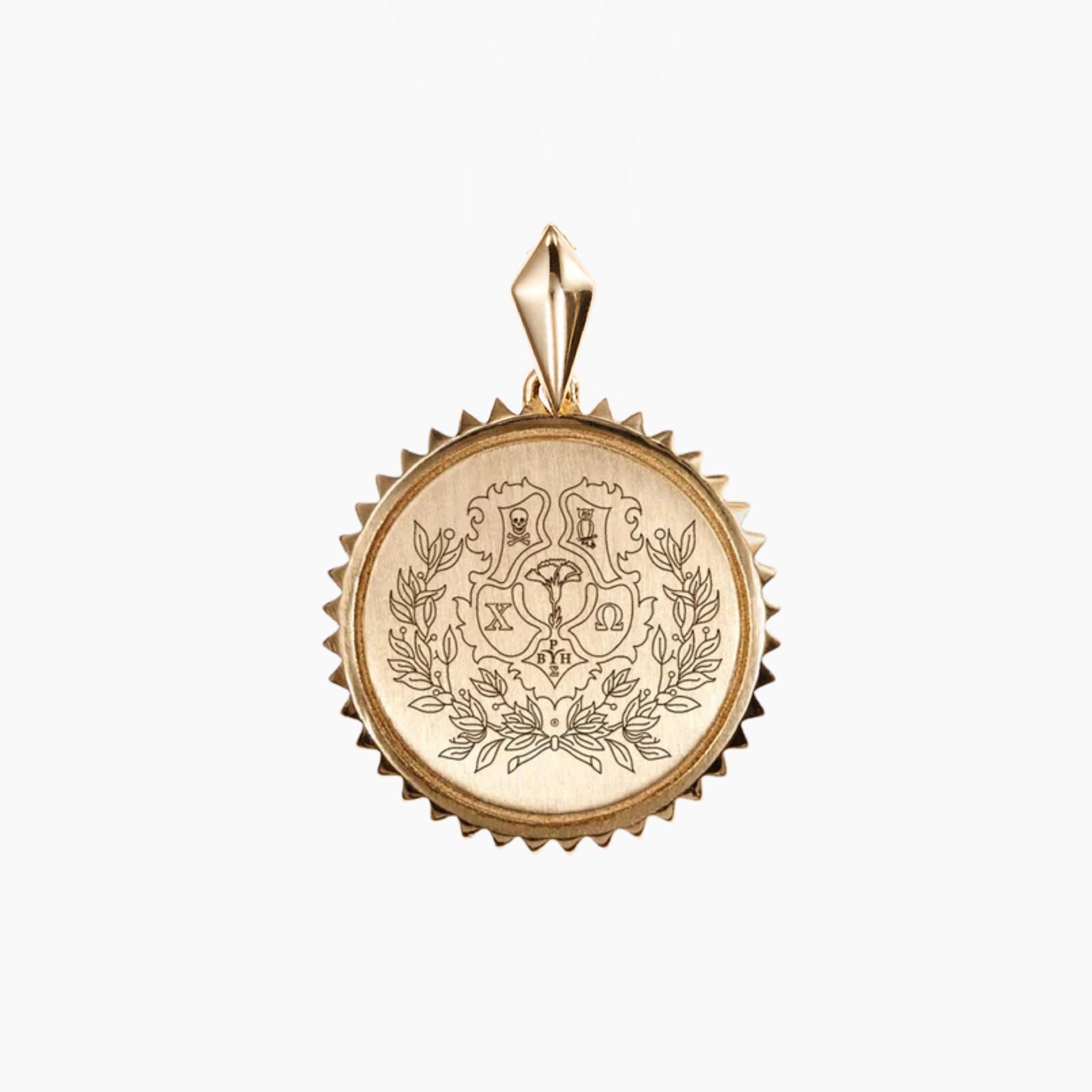 Chi Omega Sunburst Crest Pendant
