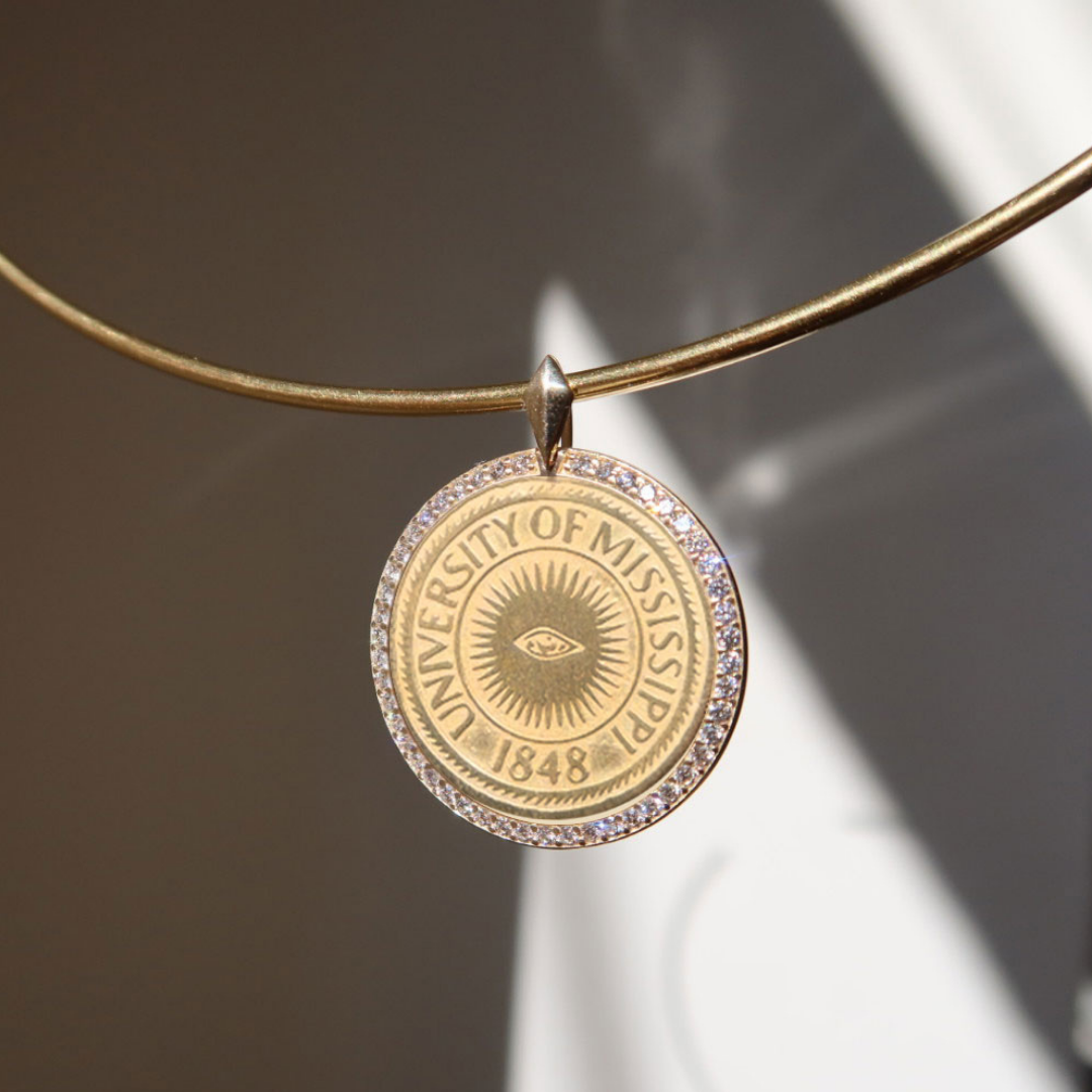 Ole Miss Eye Seal Diamond Florentine Pendant