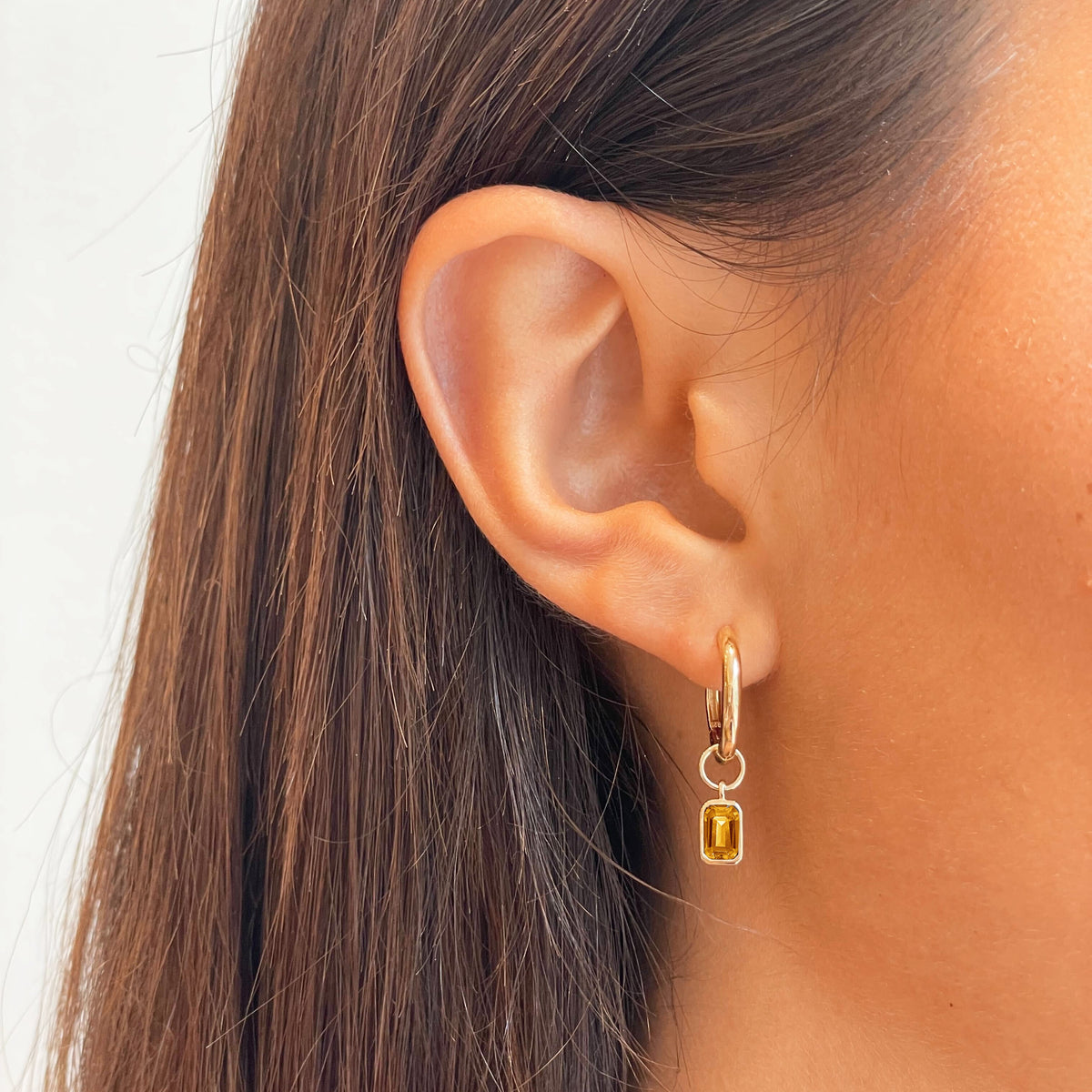 Citrine Classic Hoop Bundle on figure in gold