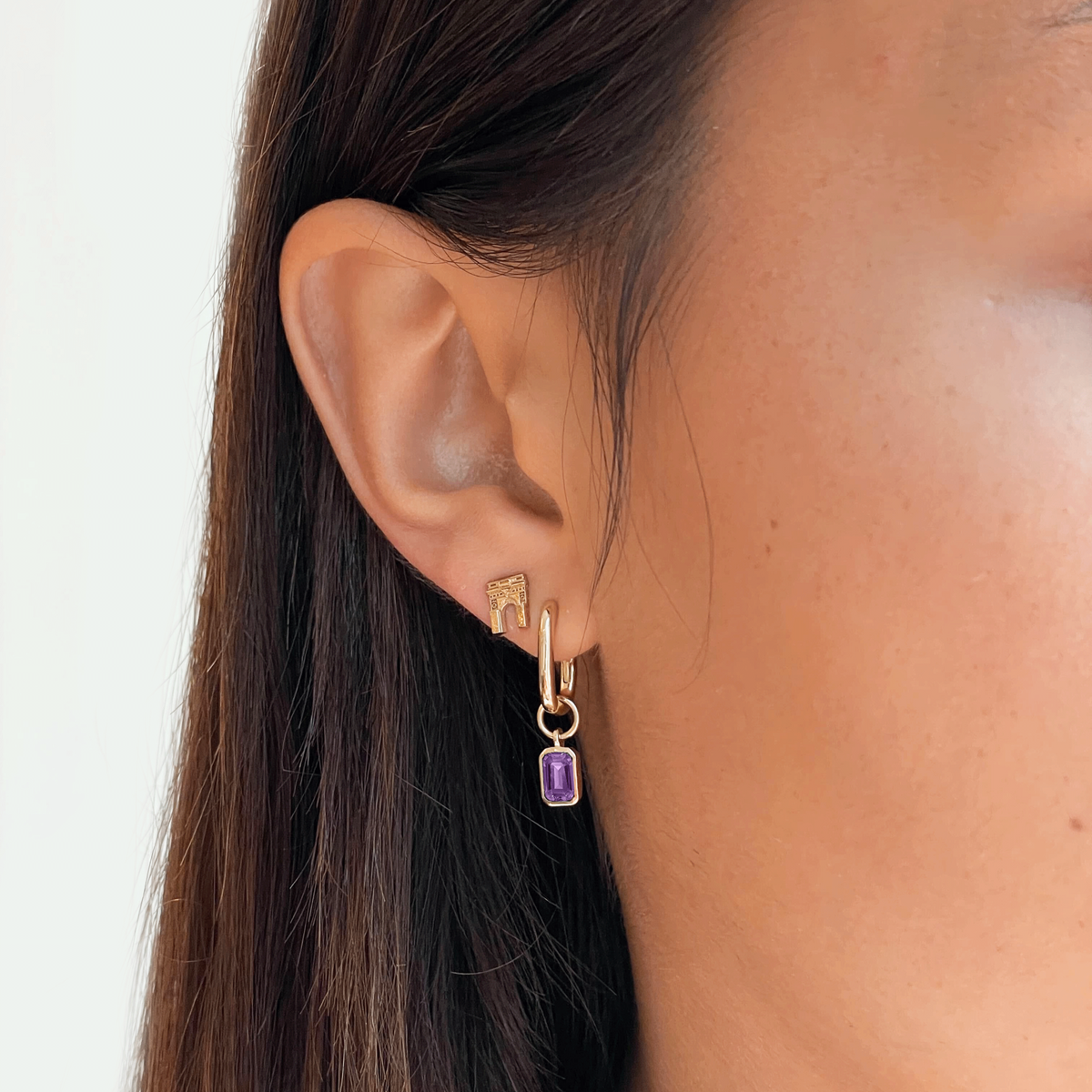 NYU Mini U Earring Bundle shown on figure in gold