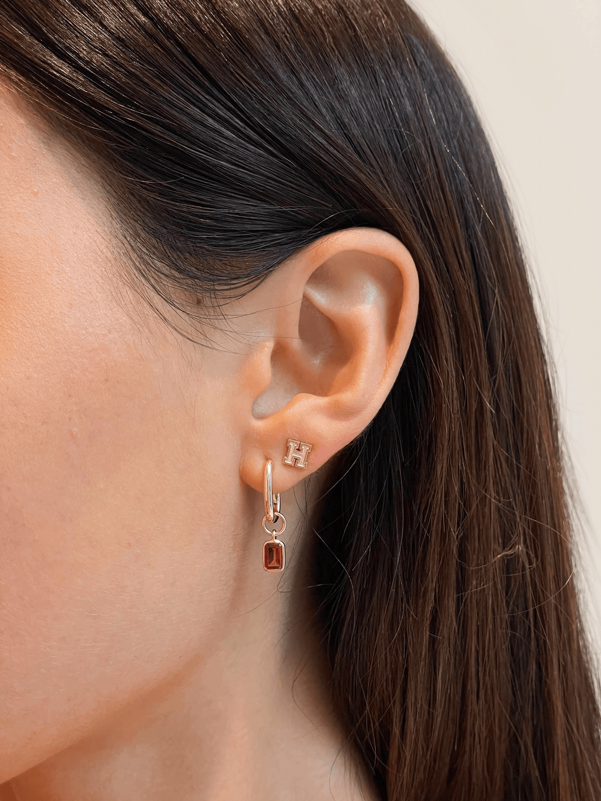 Harvard Mini U Earring Bundle shown on figure in gold