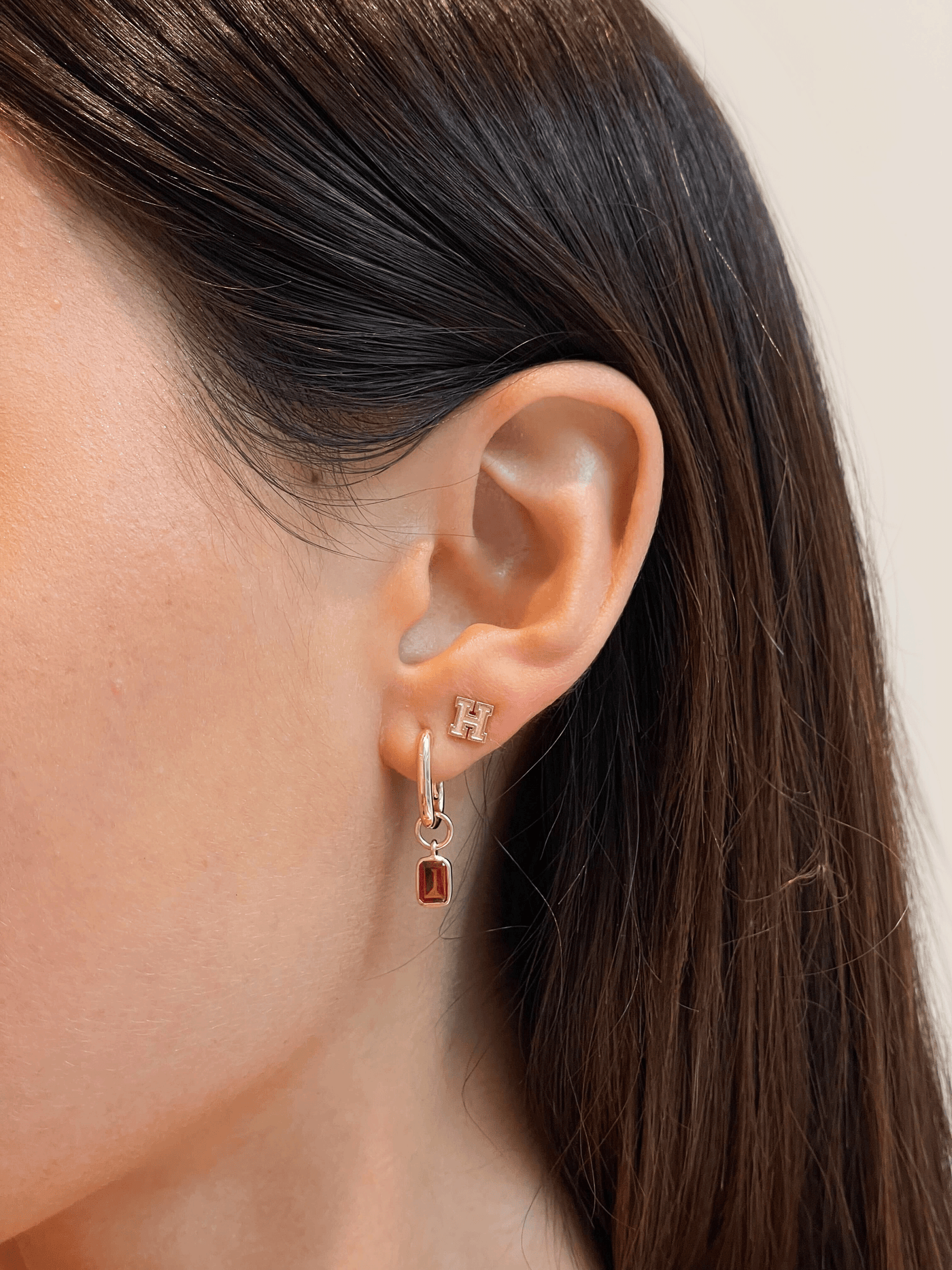 Harvard Mini U Earring Bundle shown on figure in gold