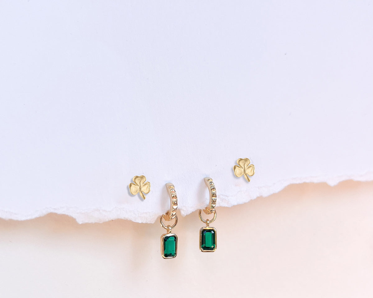 Notre Dame Emerald Shamrock Florentine Earring Bundle