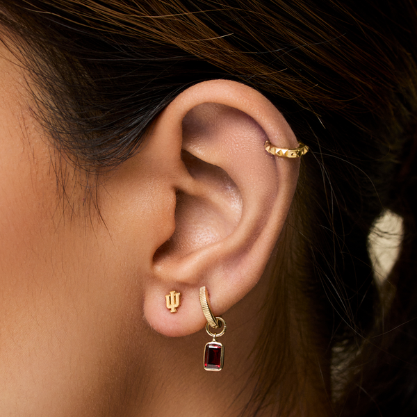 Garnet Stone. Florentine earring bundle. Hoop. Gold on Figure 