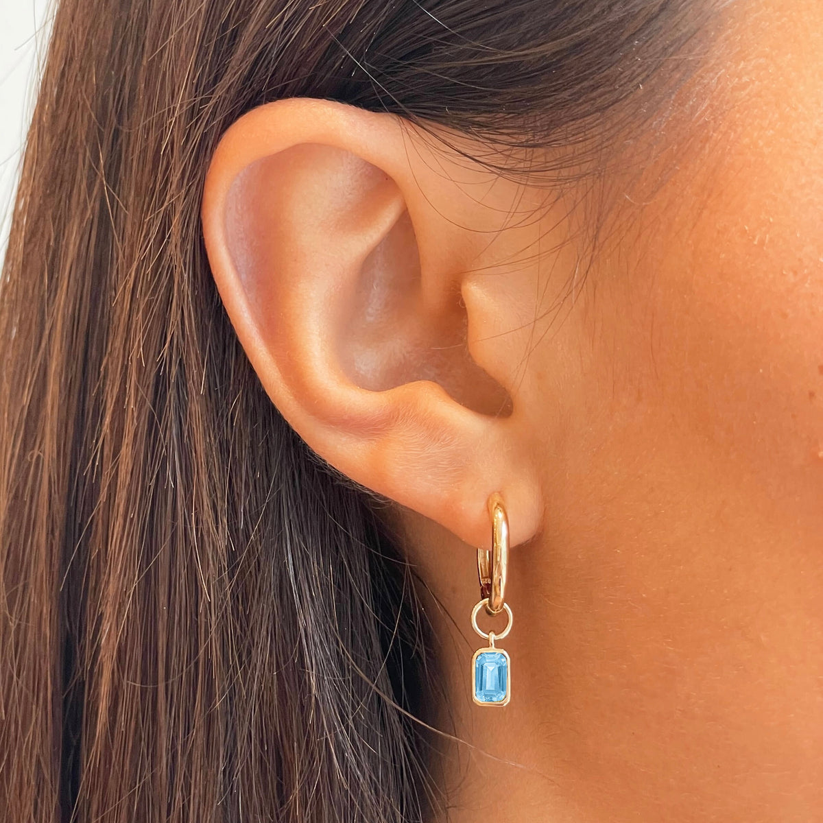 Blue Topaz Mini U Earring Bundle on figure