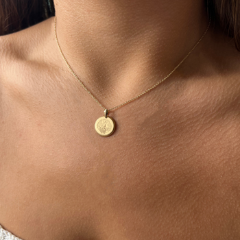 Davidson Florentine Necklace Petite shown on figure in gold