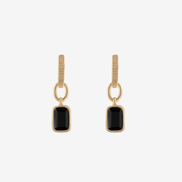 Black Onyx Earrings Gold Hoops Bundle Gold