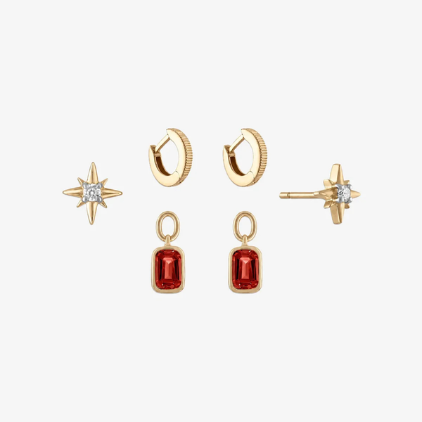 Garnet North Star Florentine Earring Bundle