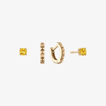 Yellow Citrine Stud Earring Bundle