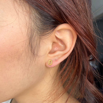 Ohio State O Stud Earring shown on figure in gold