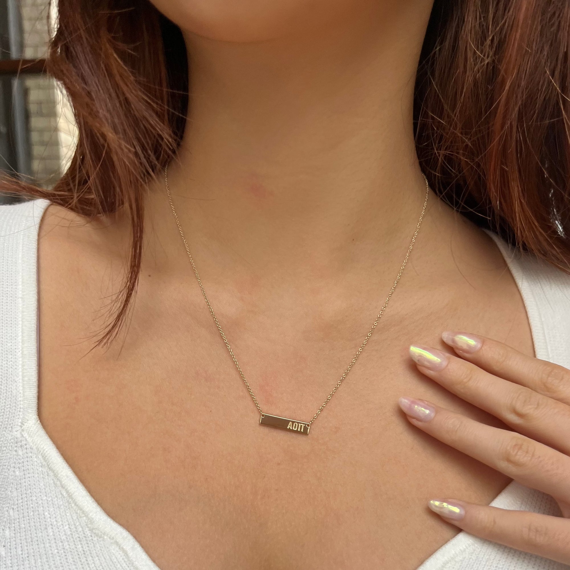 Alpha Omicron Pi Horizontal Bar Necklace Kyle Cavan