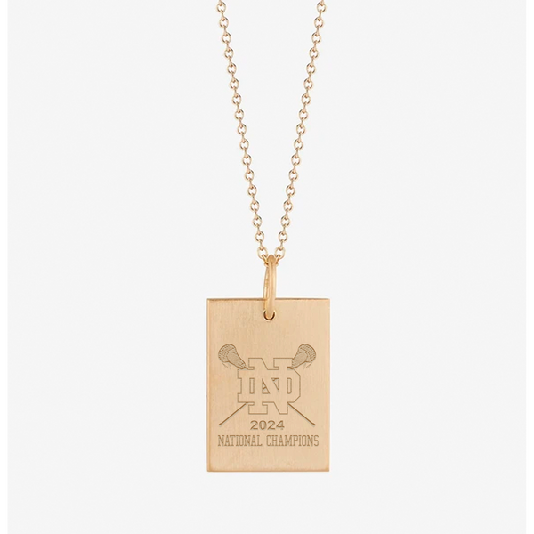 ND Logo Lacrosse National Champions Rectangle Pendant