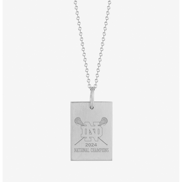 ND Logo Lacrosse National Champions Rectangle Pendant