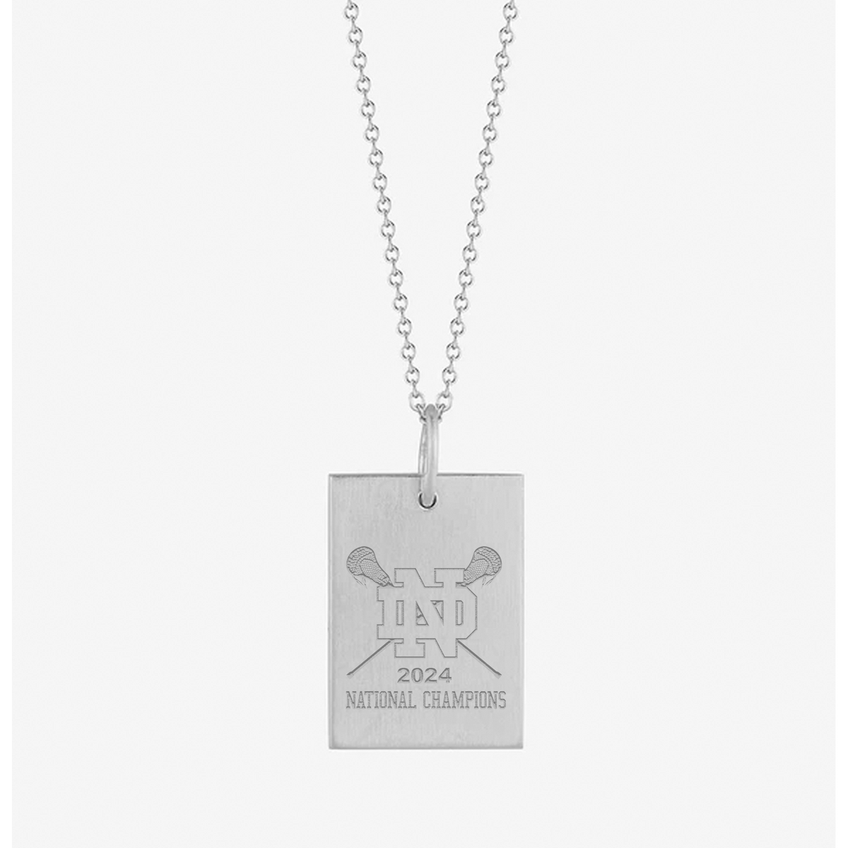 ND Logo Lacrosse National Champions Rectangle Pendant