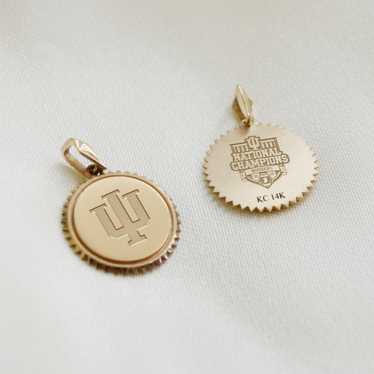 Indiana Logo Sunburst with 2025 Champions Logo back engraving