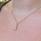 LSU Letter Charm shown on figure in gold on Cable Chain