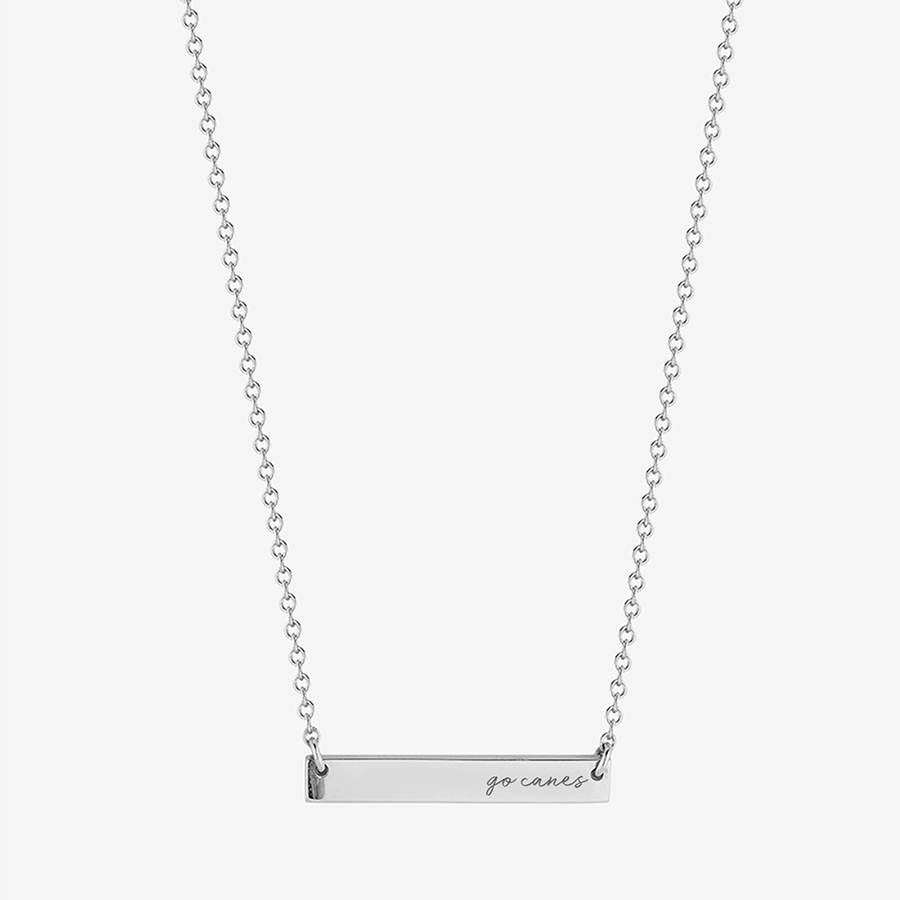 U Miami Go Canes Horizontal Bar Necklace