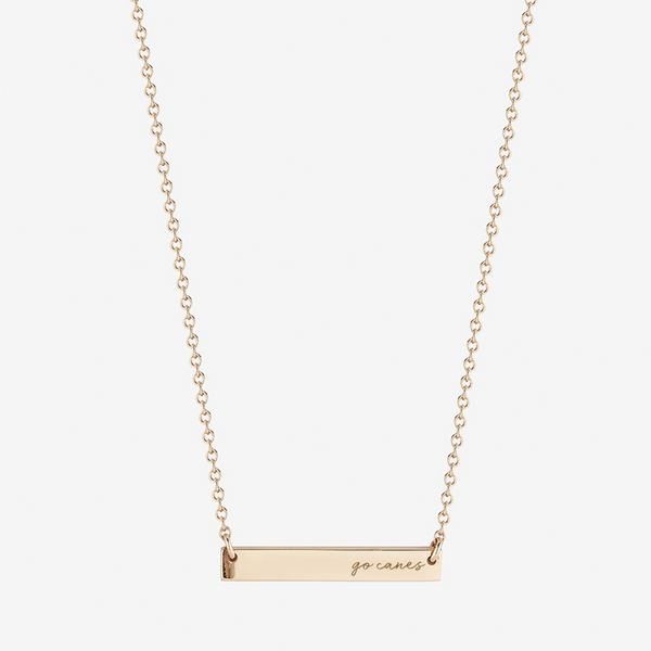 U Miami Go Canes Horizontal Bar Necklace