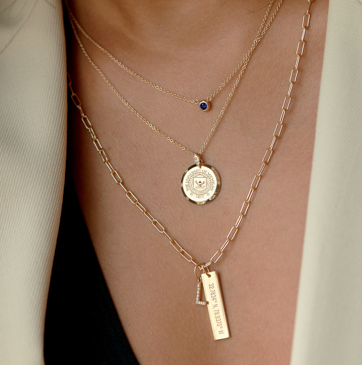 Michigan 7-Point Diamond Pendant