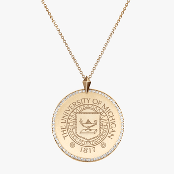 Michigan Crest Diamond Florentine Pendant
