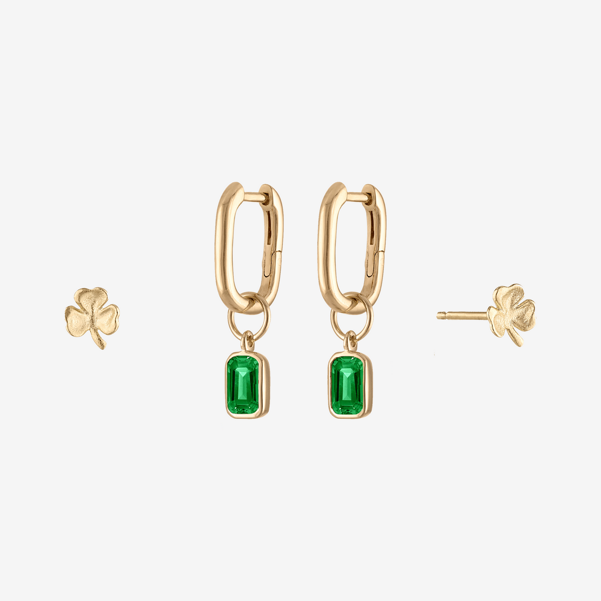 Emerald Shamrock Mini U Earring Bundle